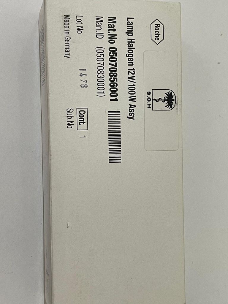 Lamp Halogen 12V\100W Assay Mat.No. 05070856001 Cobas Roche