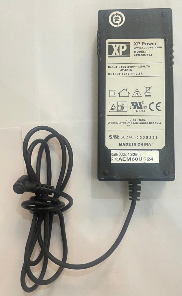 XP Power Adopter Model:AEM60US24, Input:100-240V, 47-63HZ,  Output:24V,2.5A