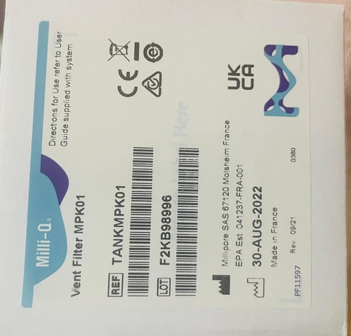 [OSM0000134] Milli-Q Vent Filter MPK01, RefTANKMPK01. LotF2KB98996